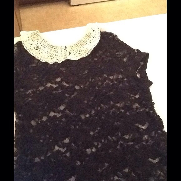 Black lacy top with Peter Pan style collar