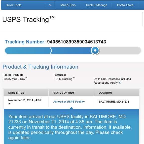 Tracking Information - Picture 1 of 1