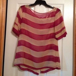 Sheer shirtsleeve shirt. Buttons up the back!