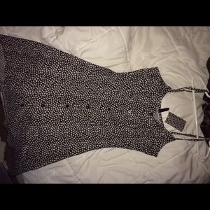 Floral black and white button up dress