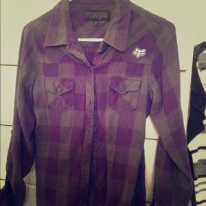 Fox purple & gray button up flannel