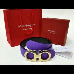 Salvatore Ferragamo belt purple/blk it's sz 34-36