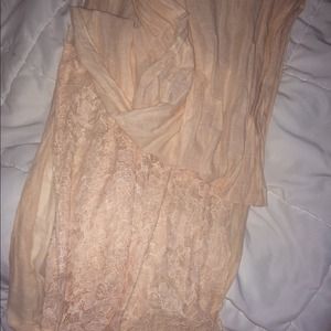 Super cute pink half floral scarf!