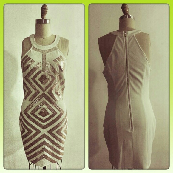 Gold & White Dress with Design
