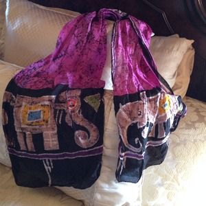 New 100% silk scarf with animal pattern.