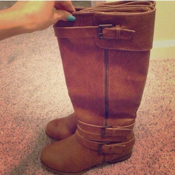 Brown leather riding boots