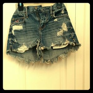 Destroyed High Waisted Denim Shorts