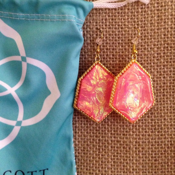 Pink retro earrings with Kendra Scott bag!