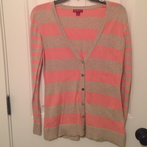 Pink and tan cardigan