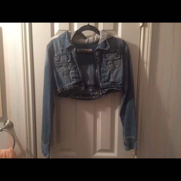 Wet seal hooded distressed jacket