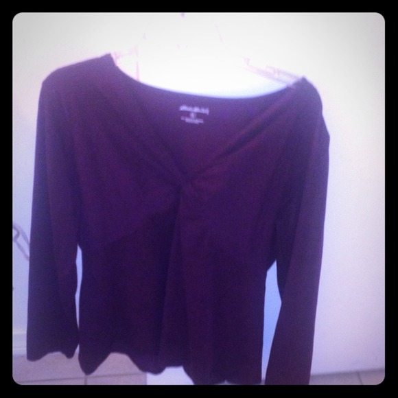 Dark Purple 3/4 sleeve blouse with knot