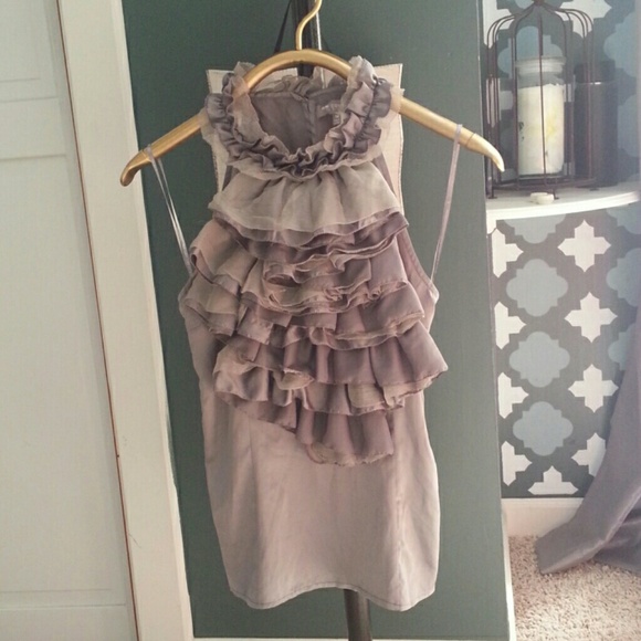Silk MM Couture sleeveless ruffle blouse
