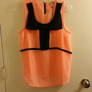 New Coral and black bow top