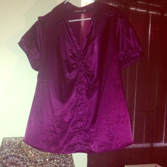 Purple silky button up top