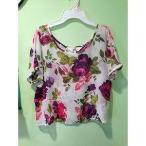 Sheer Floral Short Sleeve