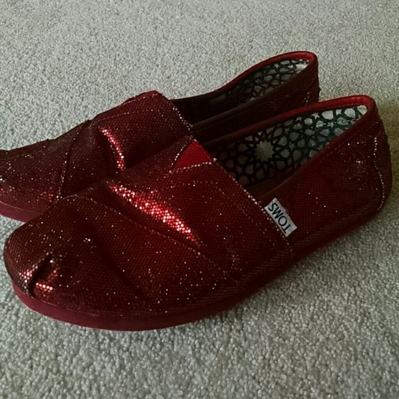 Red sparkle toms. Slightly worn