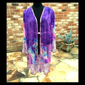 VTG! Purple Boho Chic Long Sheer Duster