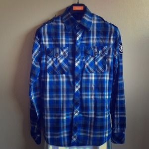 Blue Plaid men's Shirt. Size L.