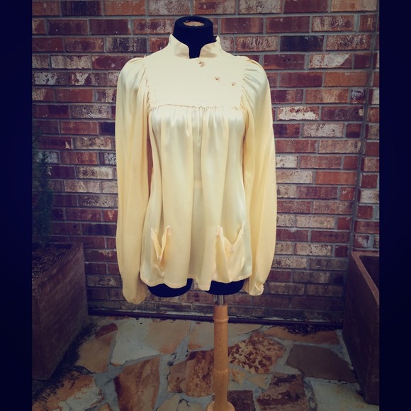 ️♦️ REDUCED♦️VTG Boho Gunniesack Satin Blouse - Picture 1 of 4