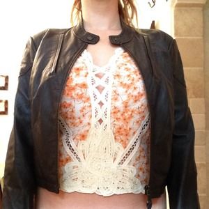 Dark brown leather jacket NO TRADES