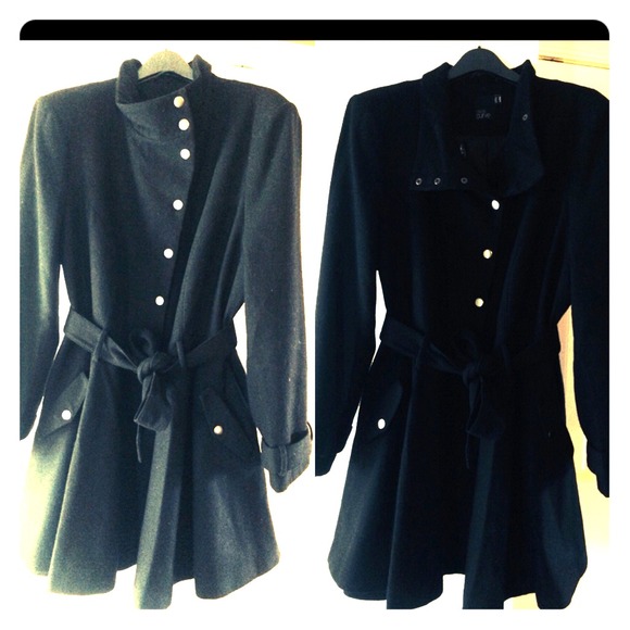 Asos black swing coat with belt