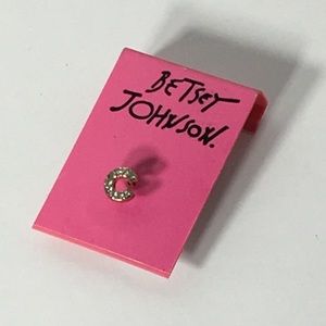 Betsey Johnson Gold Tone Letter "C" Stud Earring