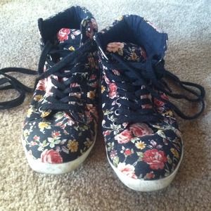 Floral vans style high tops