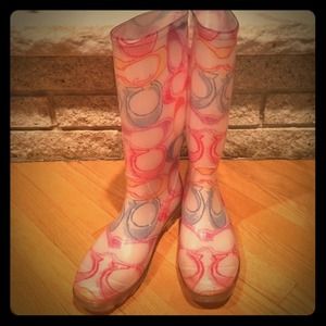 Coach colorful rain boots. Size 7