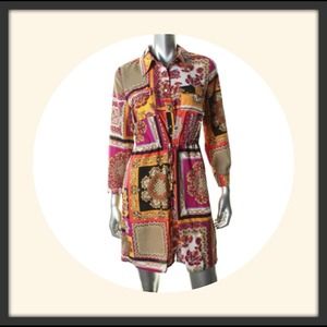 SPENSE Multi-Print Shirtdress in Warm Colors