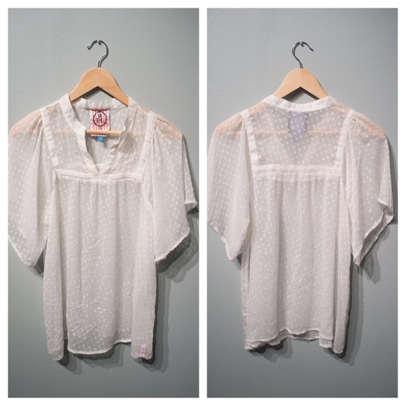 English Laundry Oversized Sheer White Top