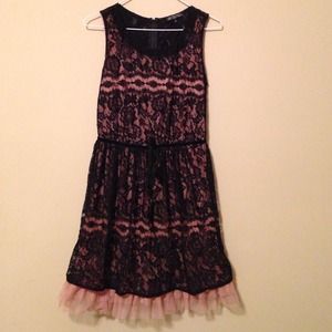 NWT Black and creamy peach lace dress