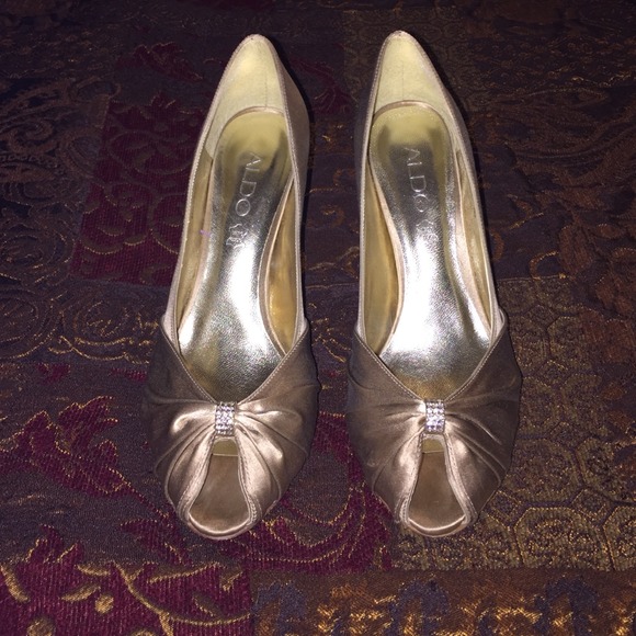 Aldo peep toe heels with crystal detail
