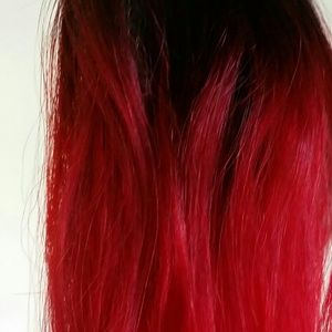 Custom colored  red clip-in hair extensions