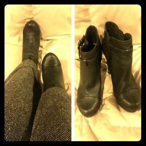 Sale! Black Leather Platform Ankle Booties