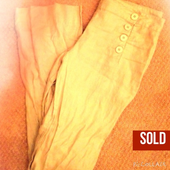 SOLD Size 6 max studio side button 100% linen pant