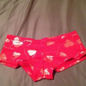 Red and silver heart booty shorts