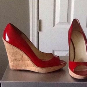 beautiful Red leather wedges