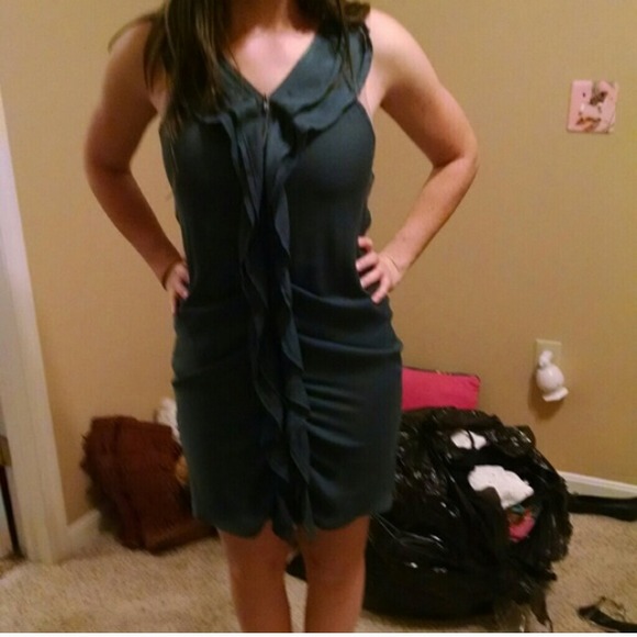 Dark green dress.