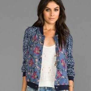 Free People Floral Baseball Jacket