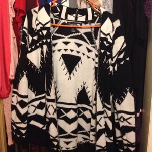 Black and white tribal print cardigan
