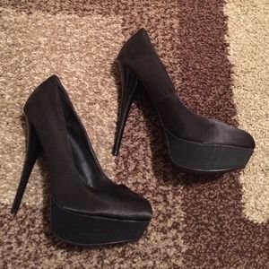 Satin black heels