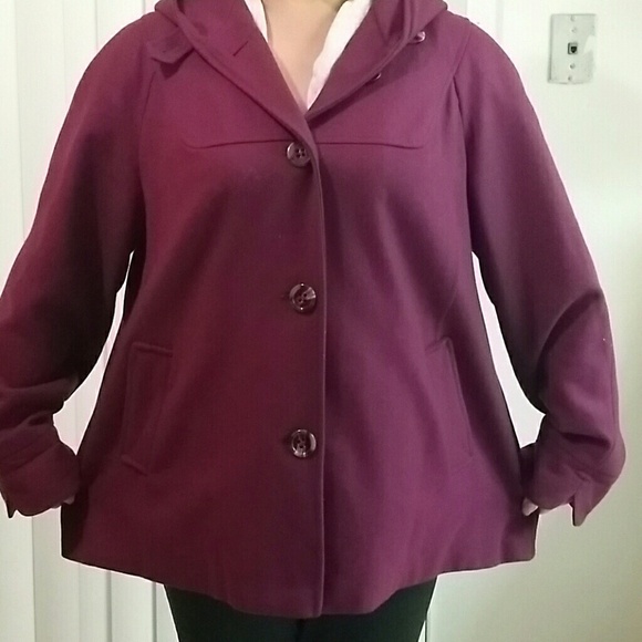 PLUS SIZE Hooded Wool Coat