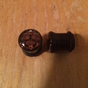 Mayan Gold Face acrylic single flare plugs