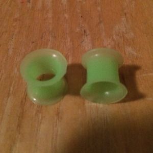 Neon Green silicon double flare tunnels