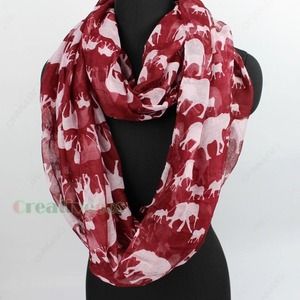 Red and White Elephant infinity  scarf