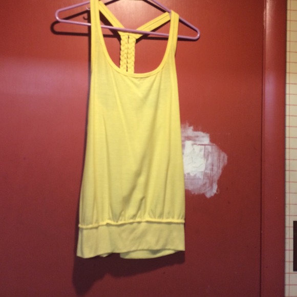 Bright yellow tank top with braided straps!