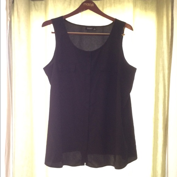 Button down black tank top blouse