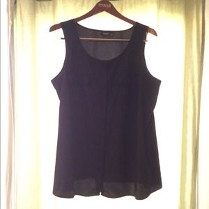 Button down black tank top blouse