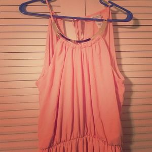 Coral Chiffon Skinny Leg Jumpsuit