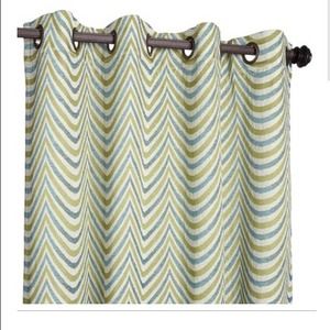 Pier 1 Blue & Green Scallop Lined Curtain Panels<3